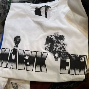 VLONE Pop Smoke x Vlone Hawk Em' T-Shirt In White Cotton Size Medium Brand New
